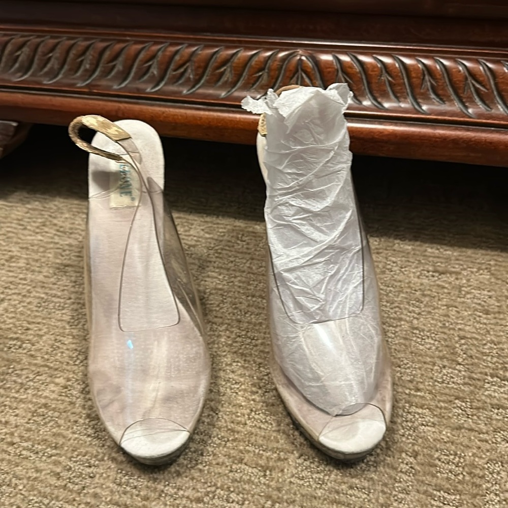 Slingback Clear Platform High Heel Shoes for Pageants